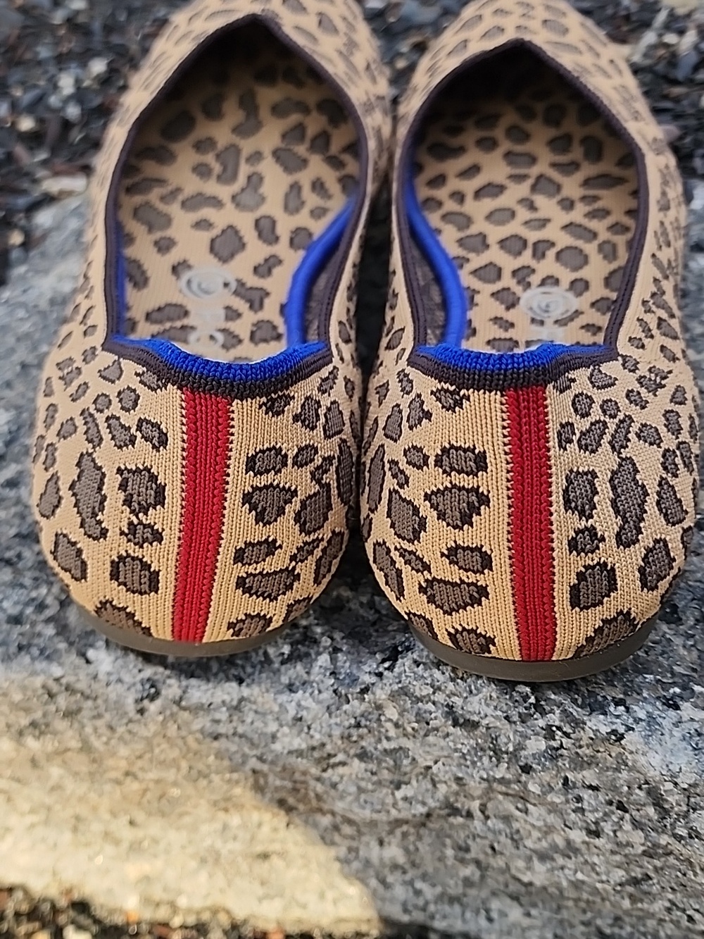 Rothys Leopard Knit Ballet Flats with Blue Trim 11 - Picture 4 of 12